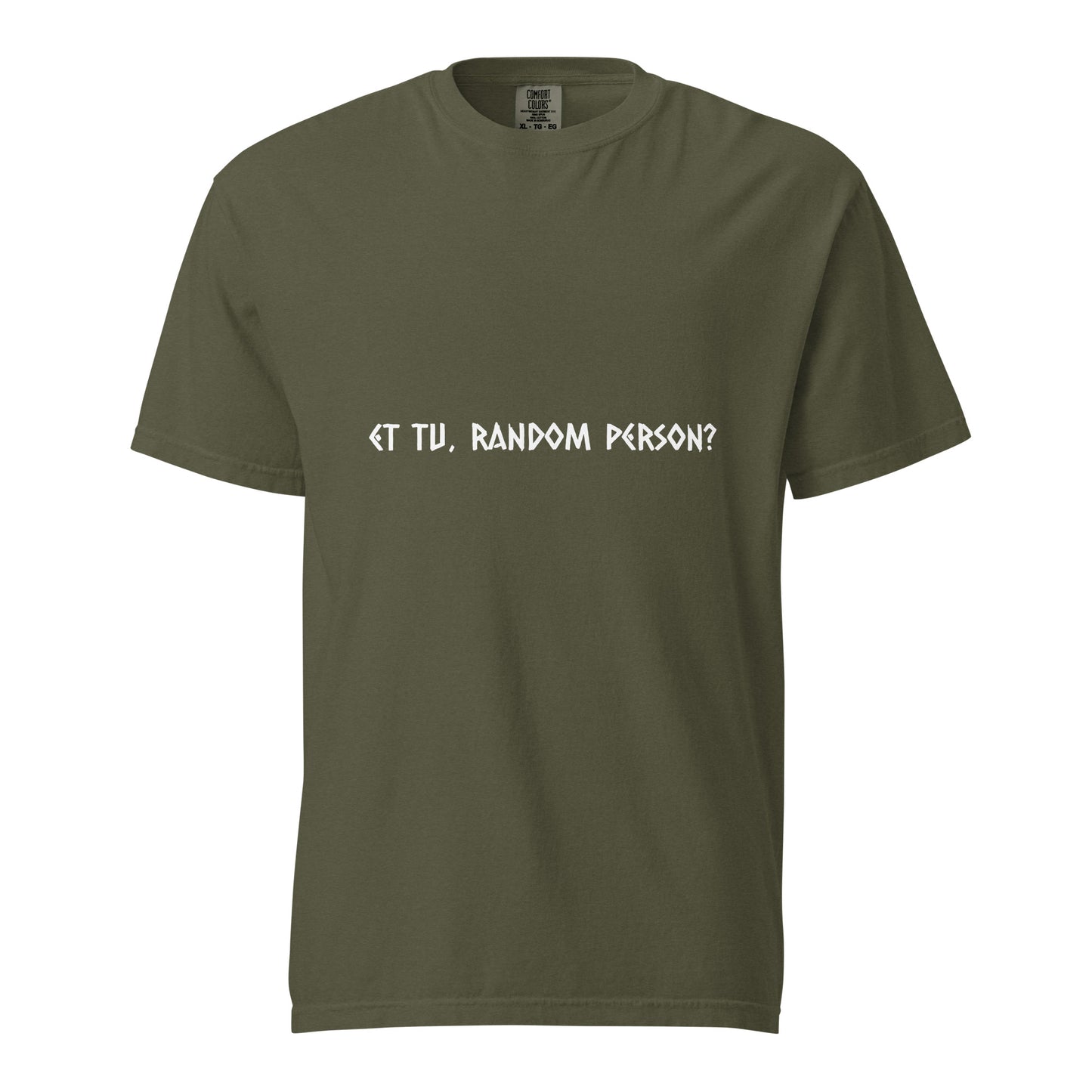 Unisex garment-dyed heavyweight dark T-shirt by wayward.biz, shown in sage color with front view.