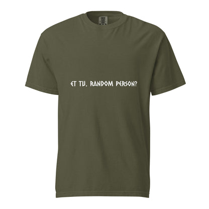 Unisex garment-dyed heavyweight dark T-shirt by wayward.biz, shown in sage color with front view.