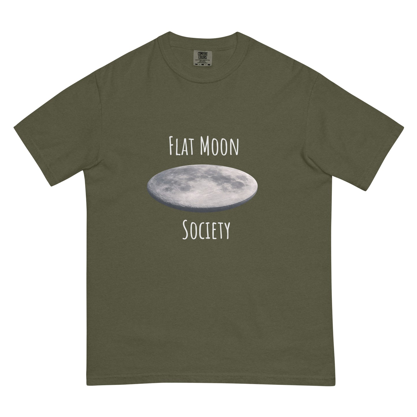 Unisex garment-dyed heavyweight T-shirt by Wayward.biz in dark sage, front view showing soft fabric and relaxed fit.