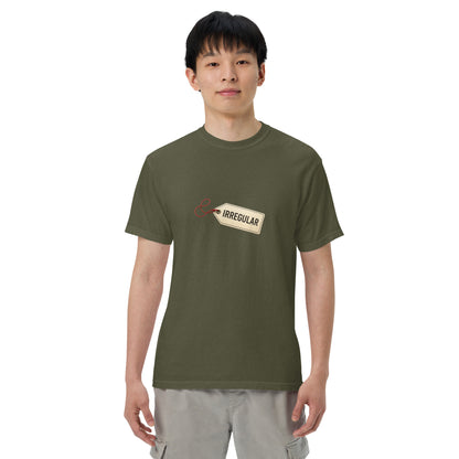 Unisex garment-dyed heavyweight t-shirt in sage color, featuring a classic fit and soft fabric from wayward.biz.