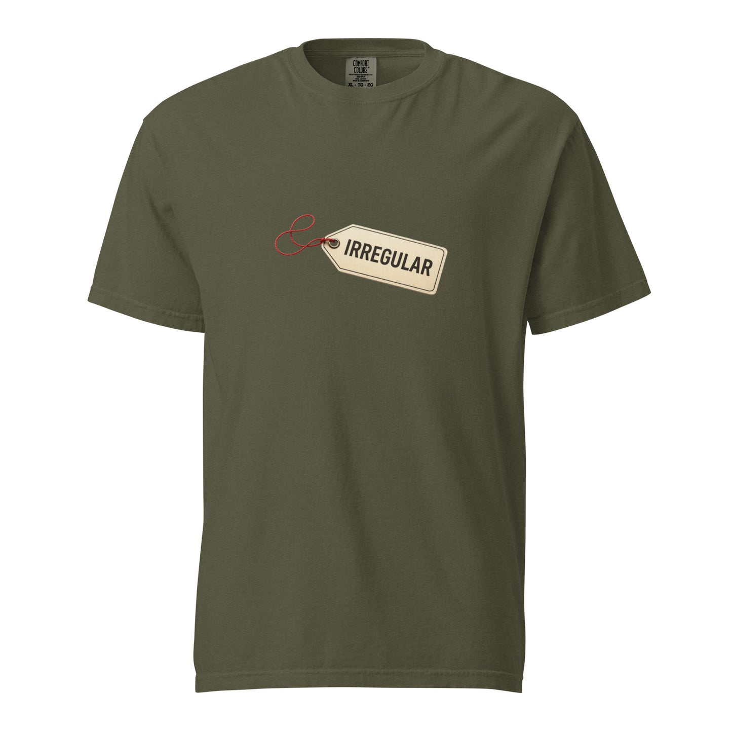 Unisex garment-dyed heavyweight T-shirt in sage color, featuring a casual fit and soft fabric from wayward.biz.