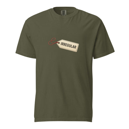 Unisex garment-dyed heavyweight T-shirt in sage color, featuring a casual fit and soft fabric from wayward.biz.
