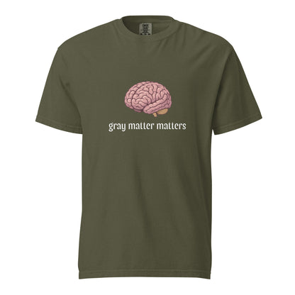 Unisex gray garment-dyed heavyweight T-shirt from Wayward.biz with a front view, casual fit and durable fabric.