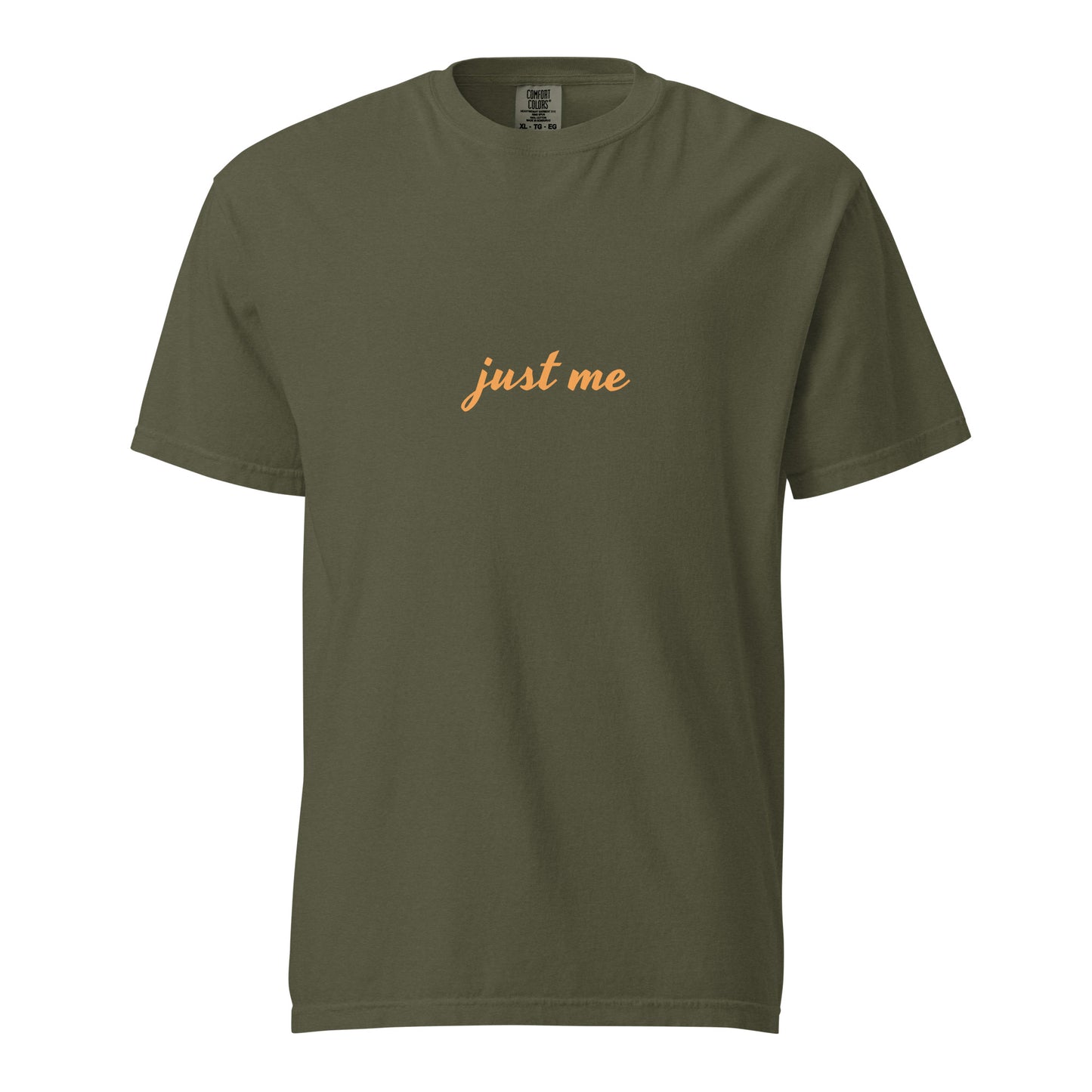 Unisex garment-dyed heavyweight T-shirt in sage color by wayward.biz, front view showing soft fabric and classic fit.