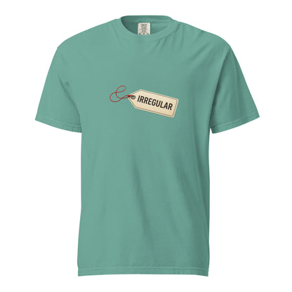 Unisex garment-dyed heavyweight T-shirt in seafoam color with a front view, made by wayward.biz.