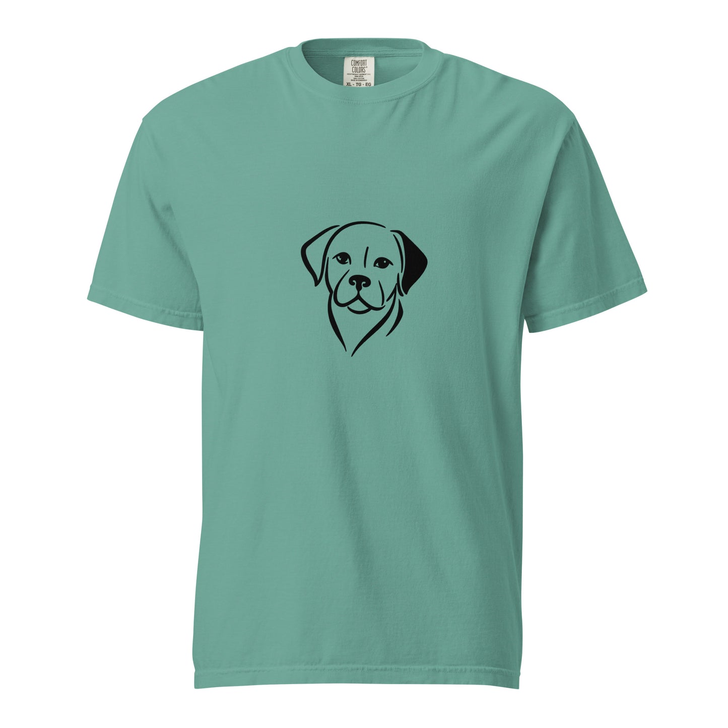 Seafoam Labrador Retriever unisex heavyweight garment-dyed T-shirt from wayward.biz, front view showing soft fabric and relaxed fit.