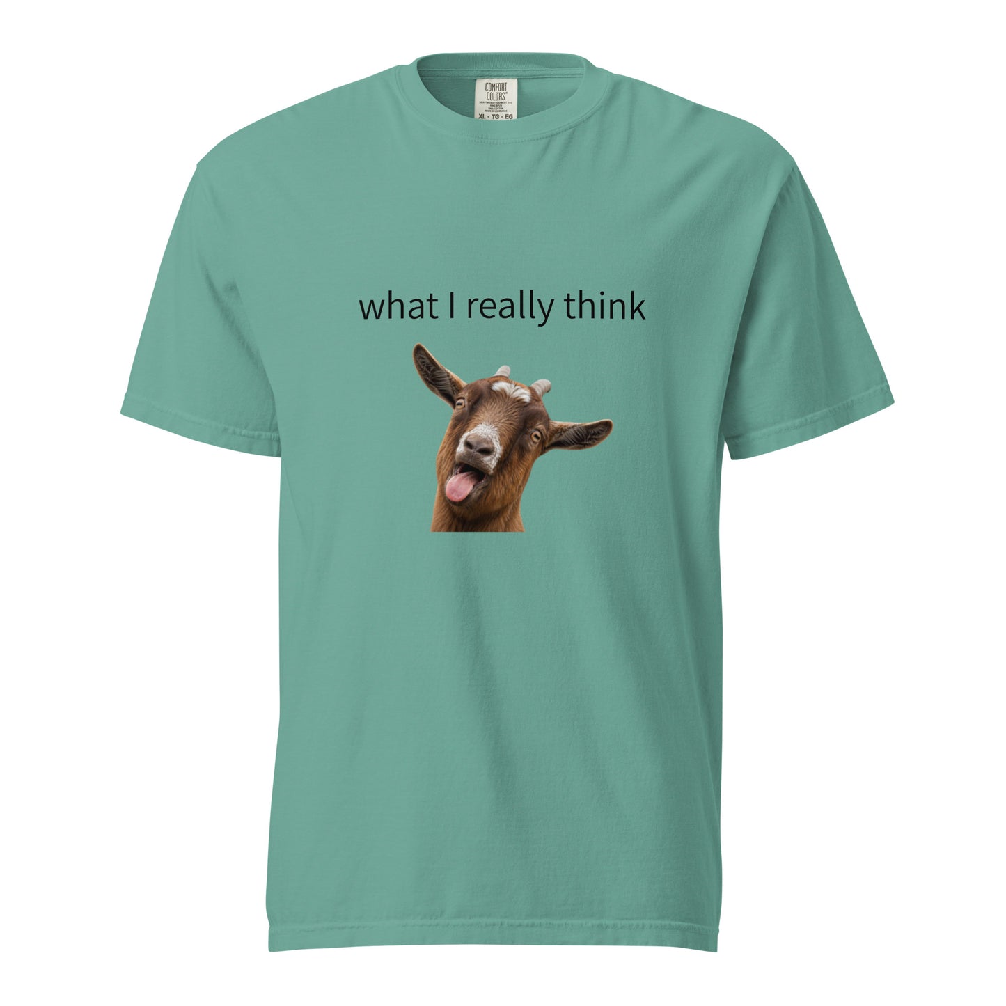 Unisex garment-dyed heavyweight T-shirt from Wayward.biz in seafoam color, front view showing soft, durable fabric and relaxed fit.