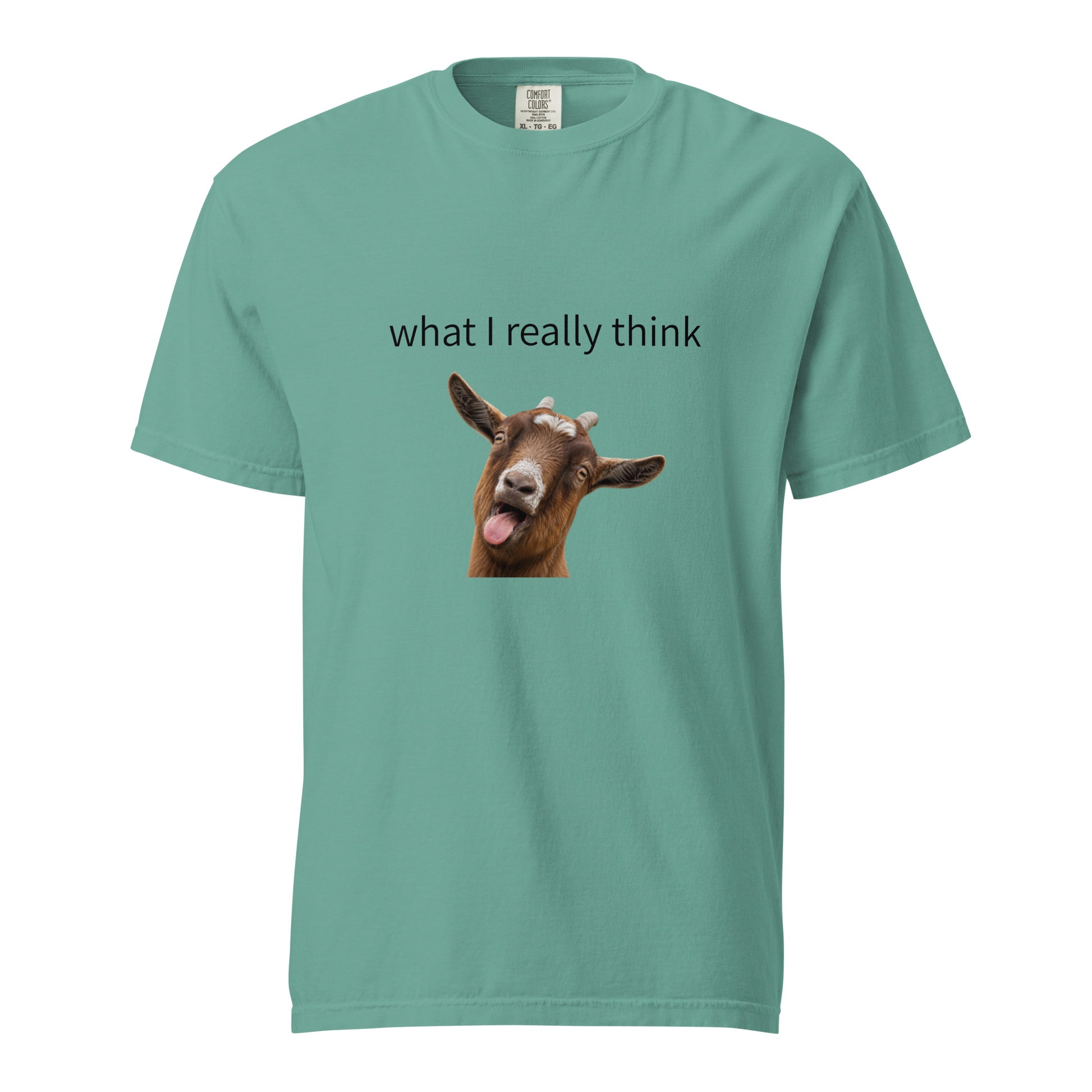 Unisex garment-dyed heavyweight T-shirt from Wayward.biz in seafoam color, front view showing soft, durable fabric and relaxed fit.