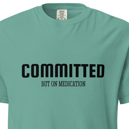 Unisex garment-dyed heavyweight T-shirt by Wayward.biz in seafoam color, front view showing soft fabric texture and relaxed fit.