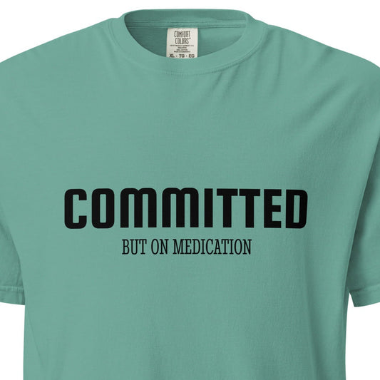 Unisex garment-dyed heavyweight T-shirt by Wayward.biz in seafoam color, front view showing soft fabric texture and relaxed fit.
