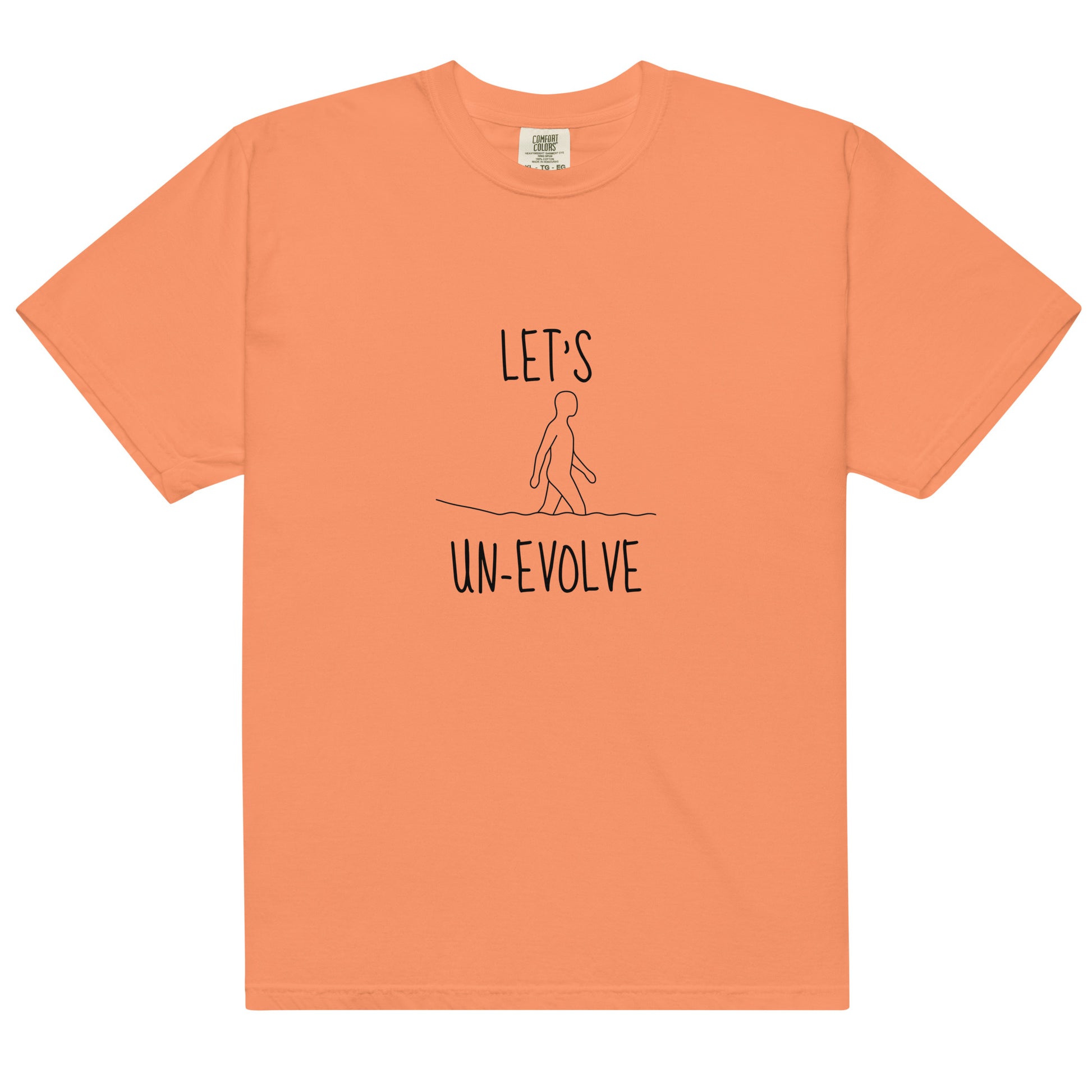 Unisex garment-dyed heavyweight terracotta t-shirt by wayward.biz, front view showing soft fabric and classic fit.