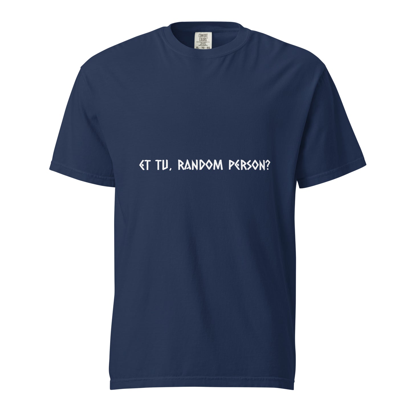 Unisex garment-dyed heavyweight dark navy T-shirt by wayward.biz, front view showcasing soft fabric and relaxed fit.