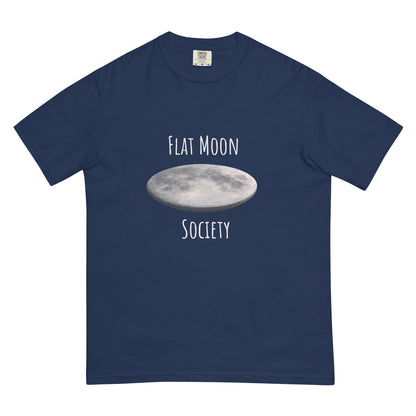Unisex garment-dyed heavyweight navy T-shirt with crew neck and short sleeves, featuring a simple, classic fit.