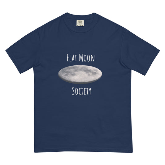Unisex garment-dyed heavyweight navy T-shirt with crew neck and short sleeves, featuring a simple, classic fit.