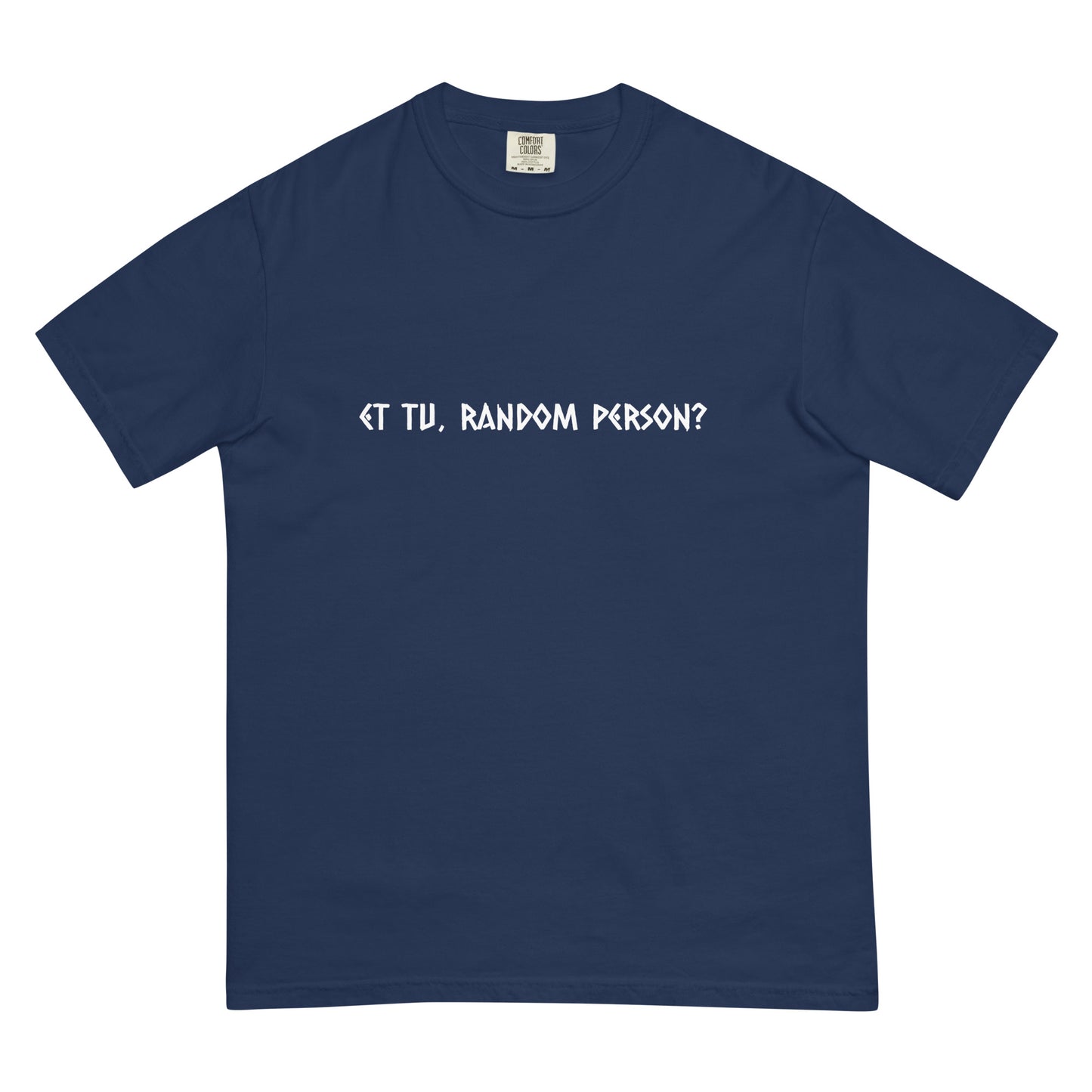 Unisex garment-dyed heavyweight T-shirt in dark navy by wayward.biz, front view showing soft fabric and relaxed fit.