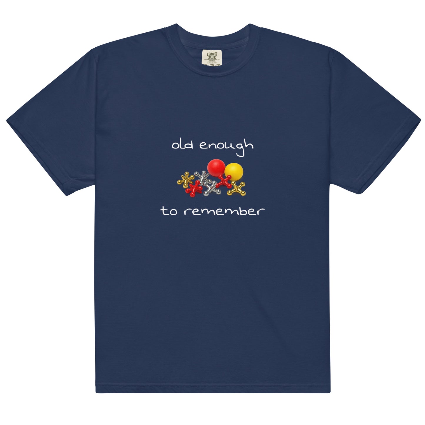 Unisex heavyweight garment-dyed T-shirt in true navy from Wayward.biz, featuring a classic crew neck and bold design on front.