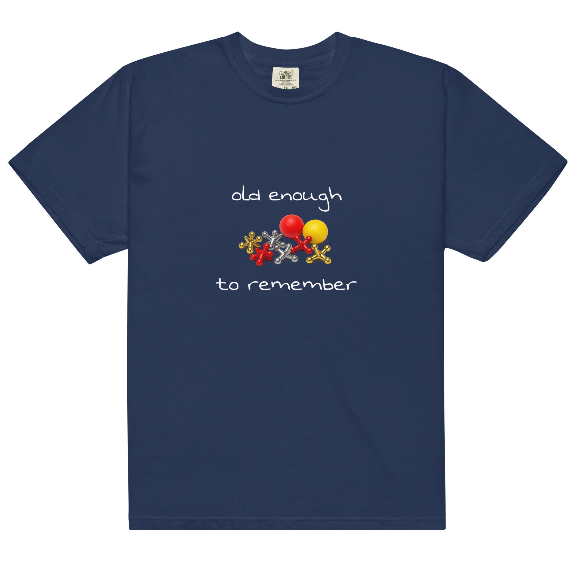 Unisex heavyweight garment-dyed T-shirt in true navy from Wayward.biz, featuring a classic crew neck and bold design on front.