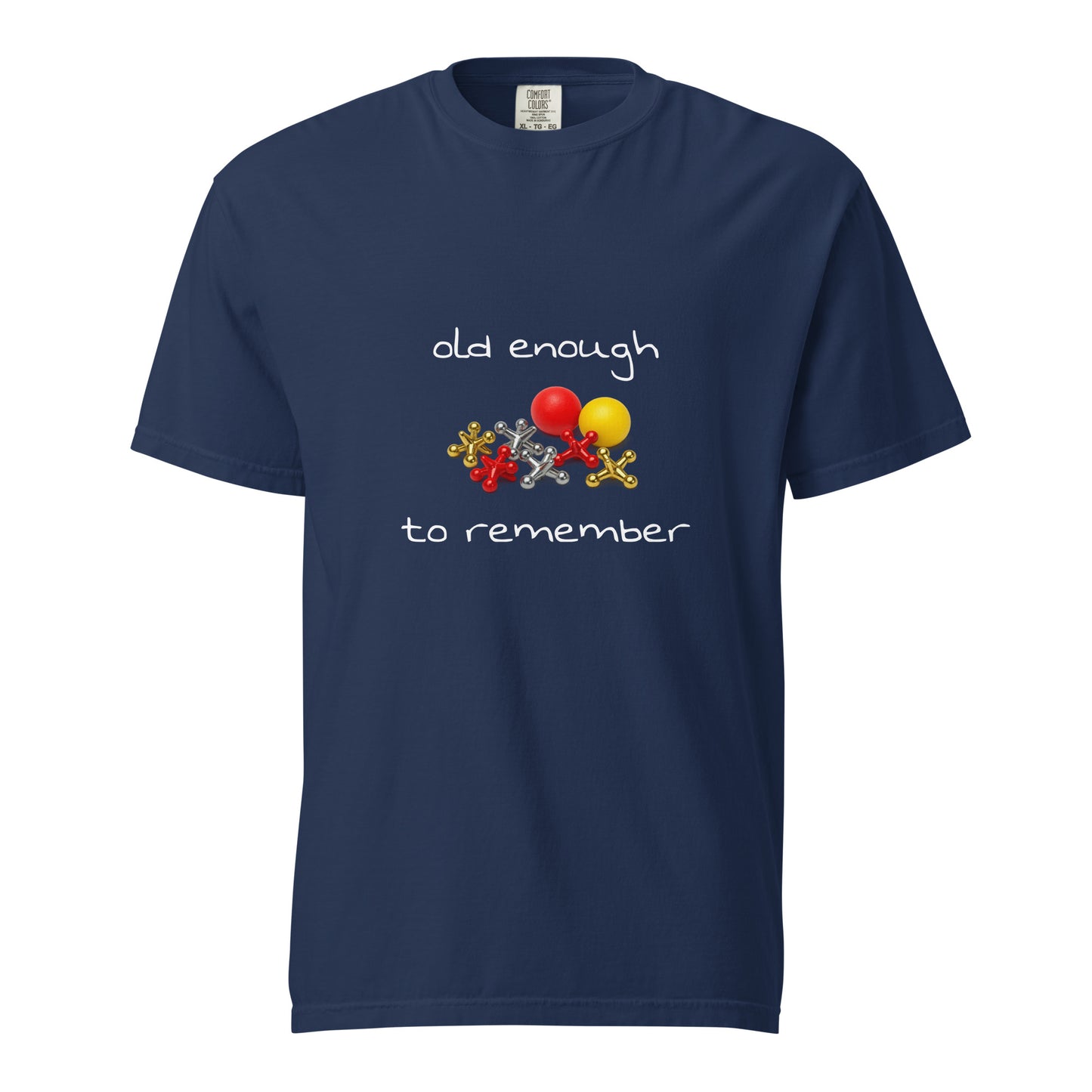 Unisex heavyweight garment-dyed T-shirt in true navy, featuring a classic crew neck and soft, durable fabric.