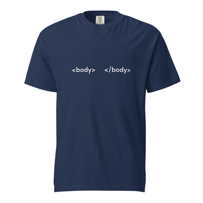 Unisex garment-dyed heavyweight T-shirt in true navy, featuring a classic fit and soft, durable fabric from wayward.biz.