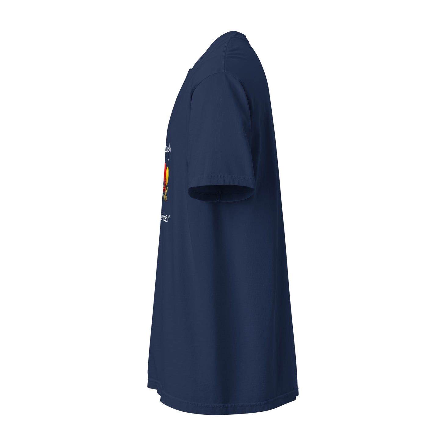 Unisex garment-dyed heavyweight T-shirt in true navy color, featuring a classic fit and durable fabric for casual wear.