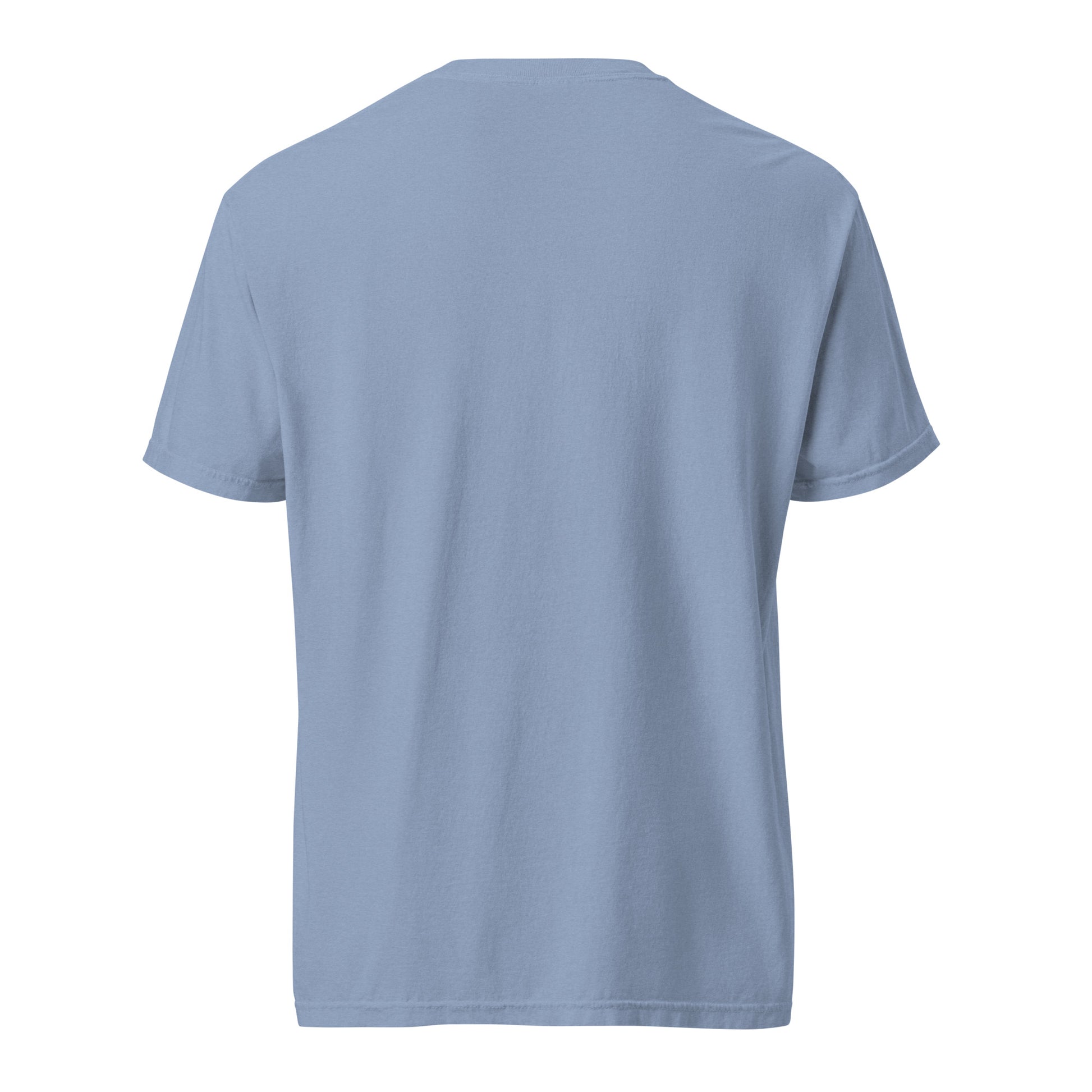 Unisex View-Master heavyweight T-shirt by wayward.biz, garment-dyed washed denim with a printed graphic on the back.