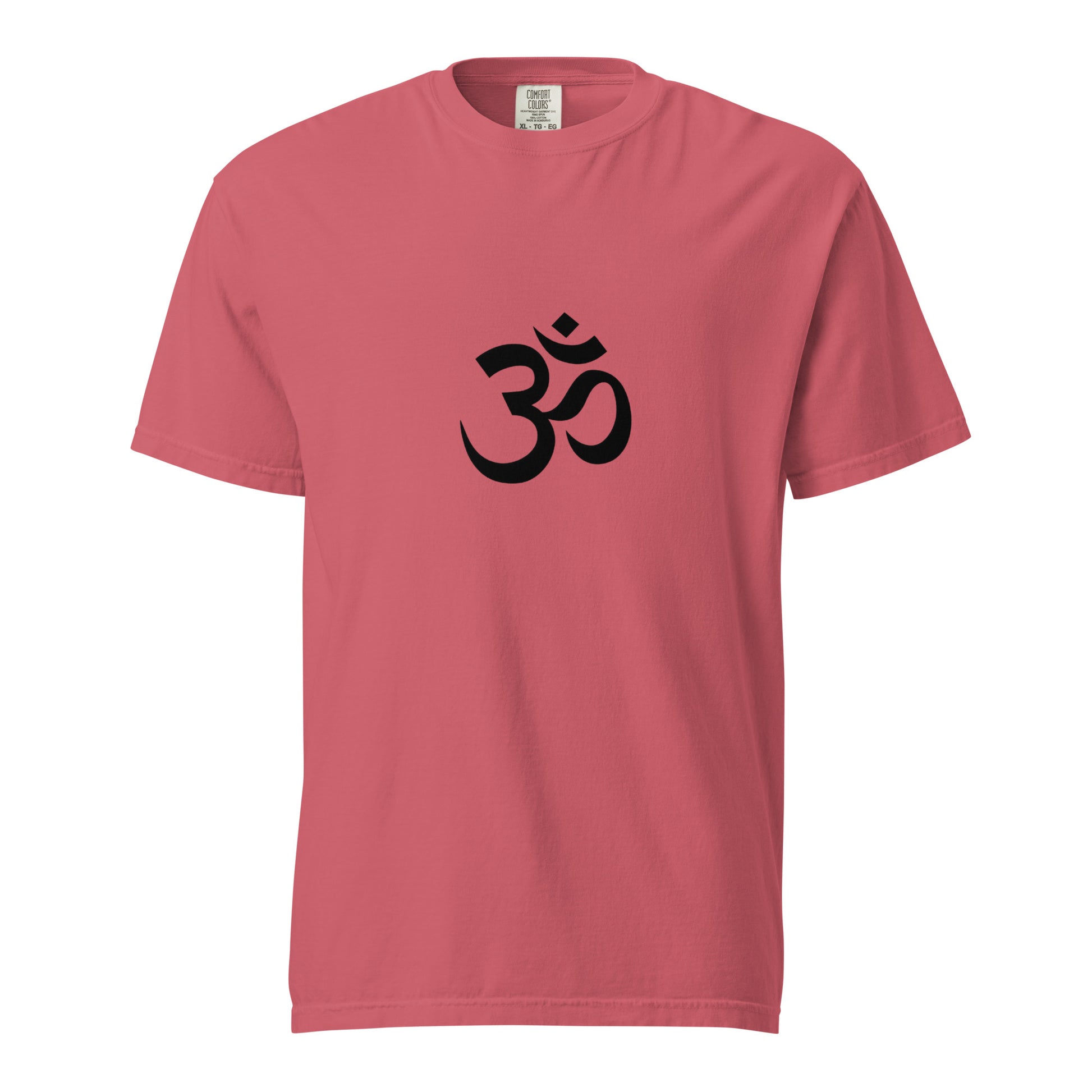 Unisex garment-dyed heavyweight T-shirt in watermelon color by wayward.biz, front view showing soft fabric and casual fit.