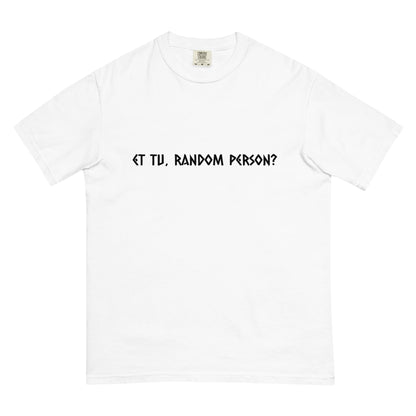 Unisex white garment-dyed heavyweight T-shirt by wayward.biz, front view showing soft fabric and relaxed fit.