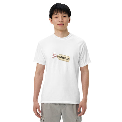 Unisex white heavyweight garment-dyed T-shirt by wayward.biz, front view showcasing soft, textured fabric and casual fit.