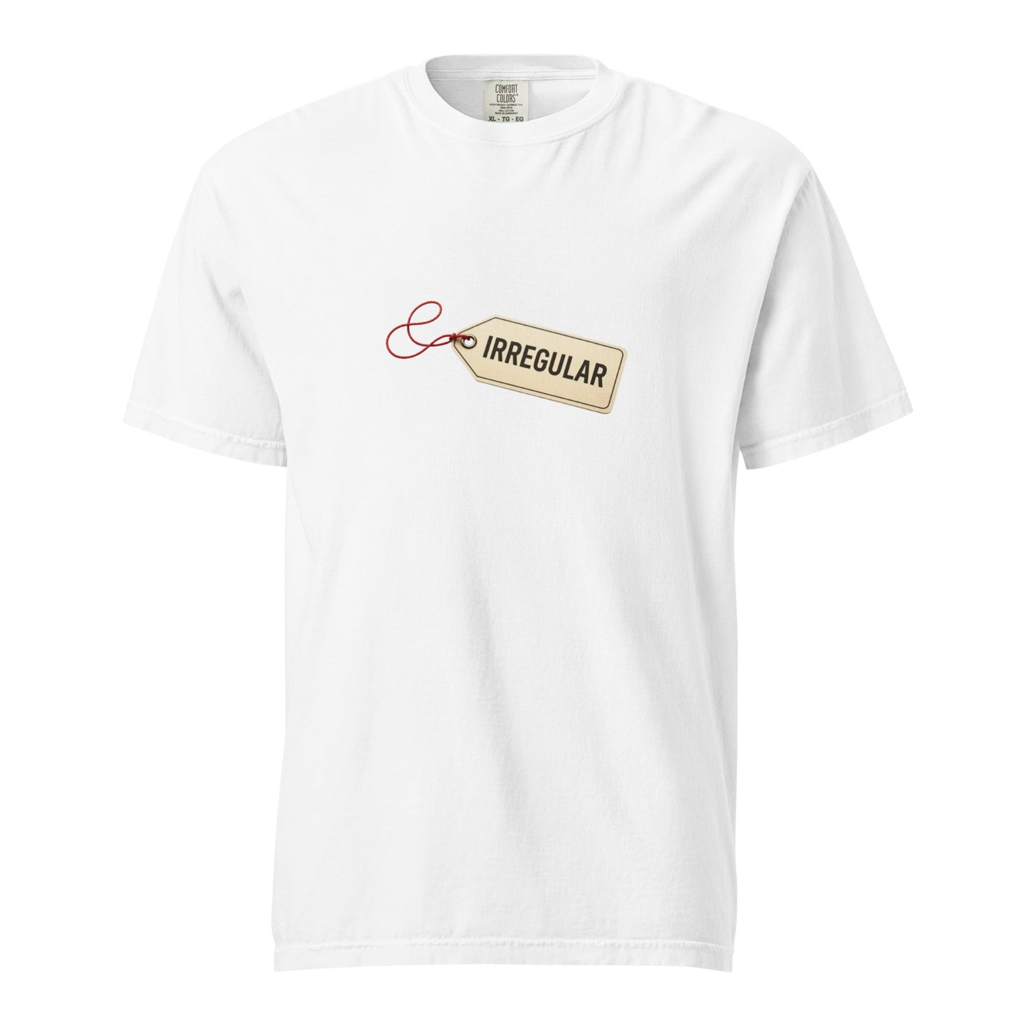 Unisex garment-dyed heavyweight T-shirt in white with a front view, showcasing a casual, durable design by wayward.biz.