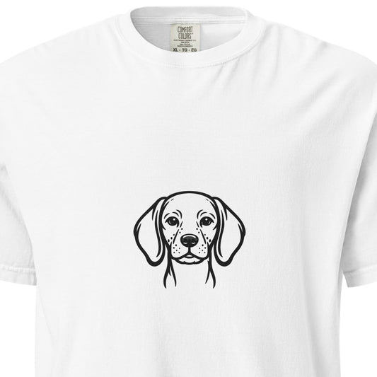 Unisex German Shorthaired Pointer graphic T-shirt in white, garment-dyed heavyweight cotton from wayward.biz.