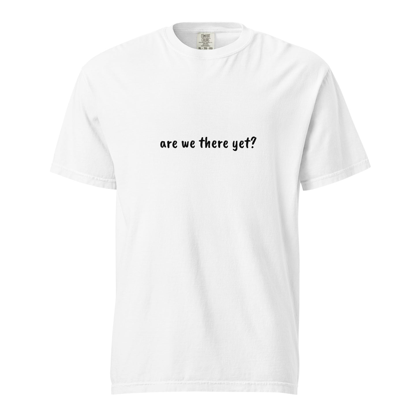 White unisex garment-dyed heavyweight T-shirt from Wayward.biz, front view showing soft fabric and classic fit.