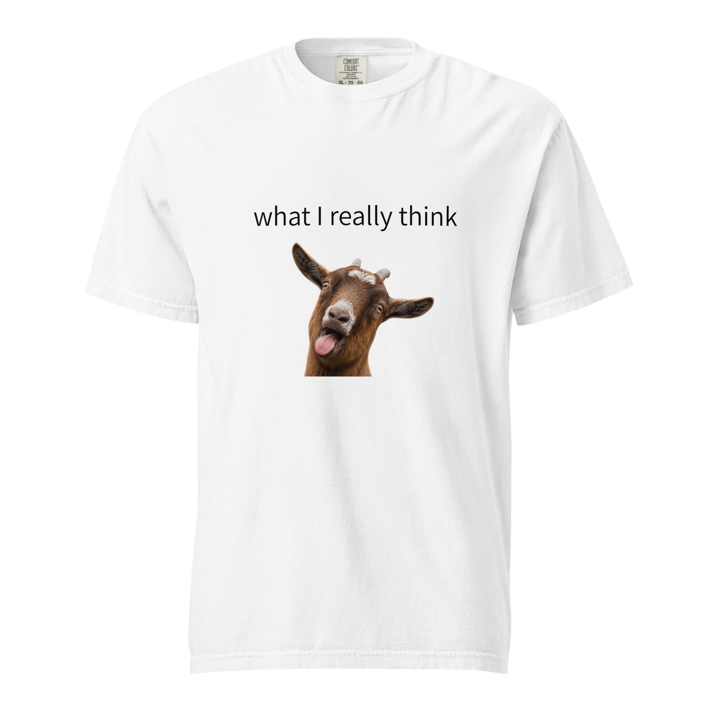 Unisex white garment-dyed heavyweight T-shirt by wayward.biz, front view showing soft fabric and casual fit.