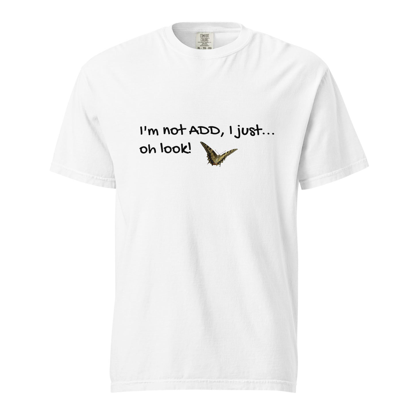 Unisex white garment-dyed heavyweight T-shirt by wayward.biz, front view showing soft, durable fabric and classic fit.