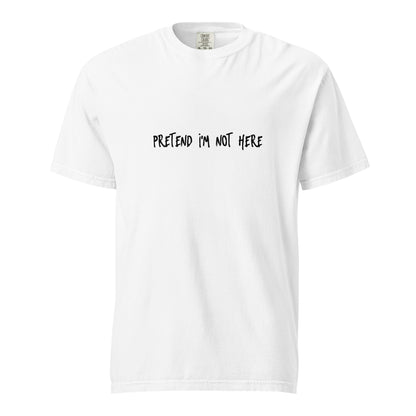 White unisex heavyweight T-shirt by wayward.biz, garment-dyed for a soft, worn-in look, front view showcasing classic style.