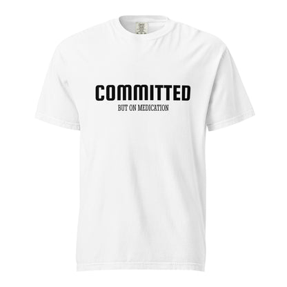 Unisex white garment-dyed heavyweight T-shirt by Wayward.biz featuring a front view, casual style, and comfortable fit.