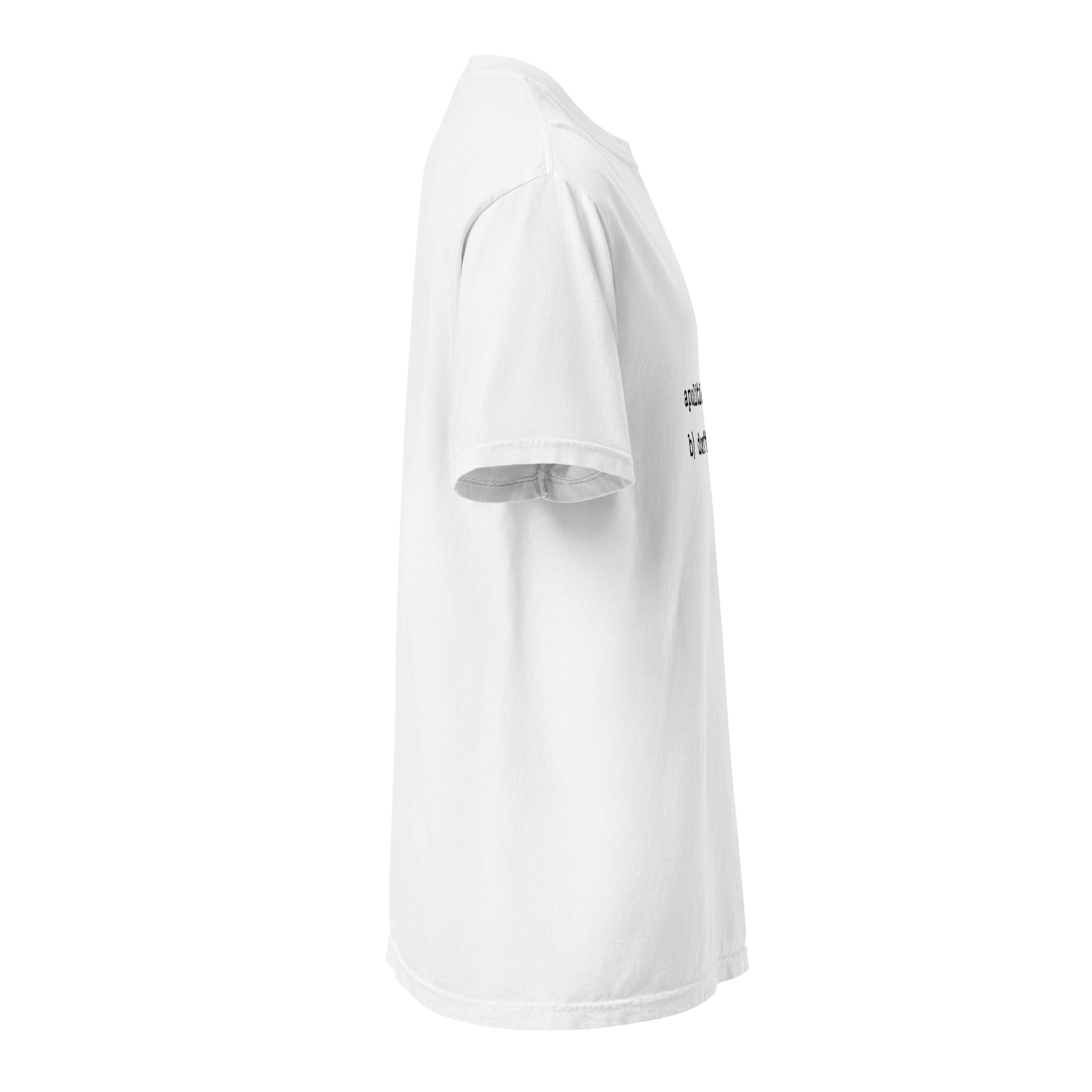 Unisex white heavyweight T-shirt by wayward.biz, garment-dyed for a soft, casual look and comfortable fit.