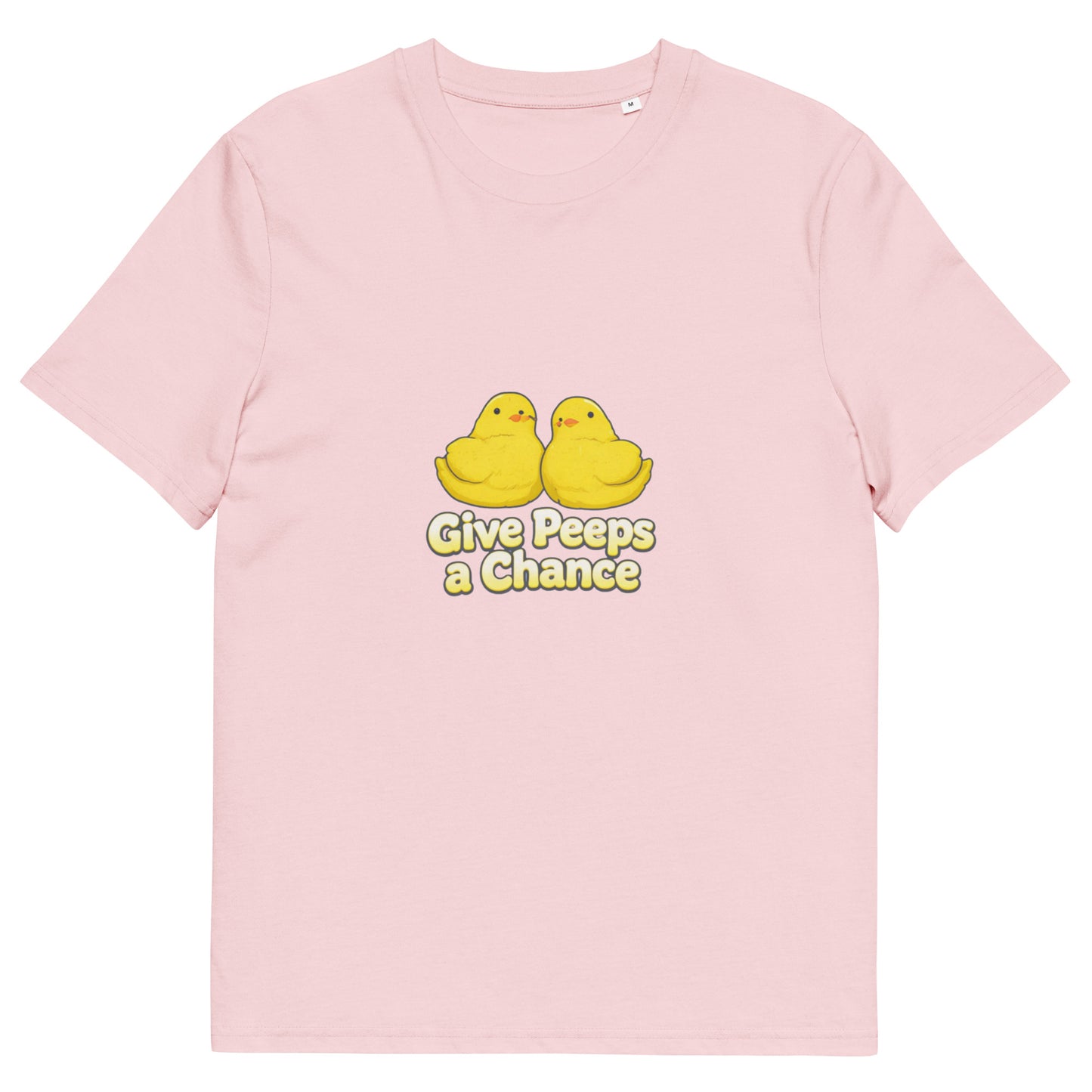 Pink unisex organic cotton T-shirt with front graphic design by wayward.biz, casual style for everyday wear.