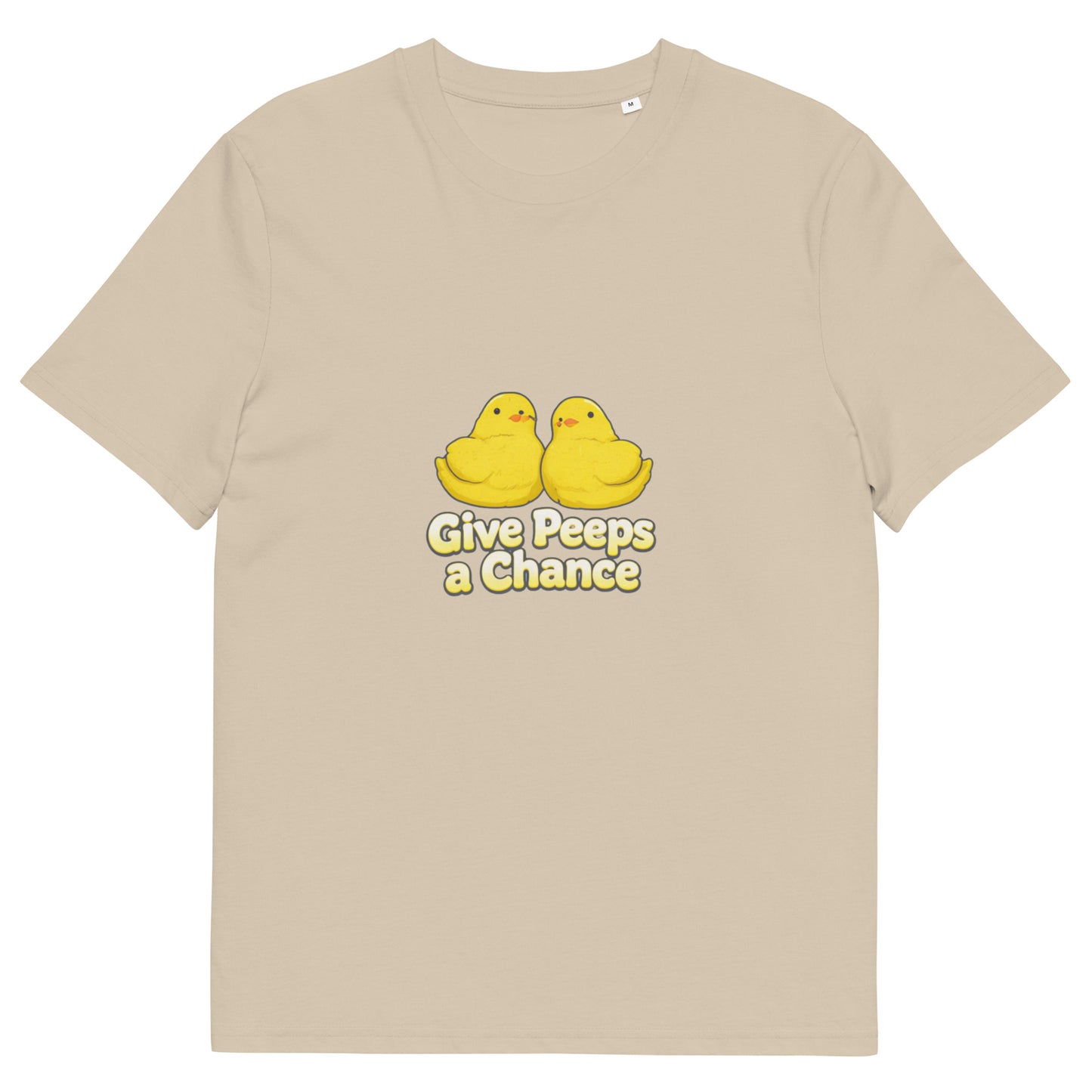 Unisex organic cotton T-shirt by wayward.biz in desert dust color, front view showing soft fabric and relaxed fit.