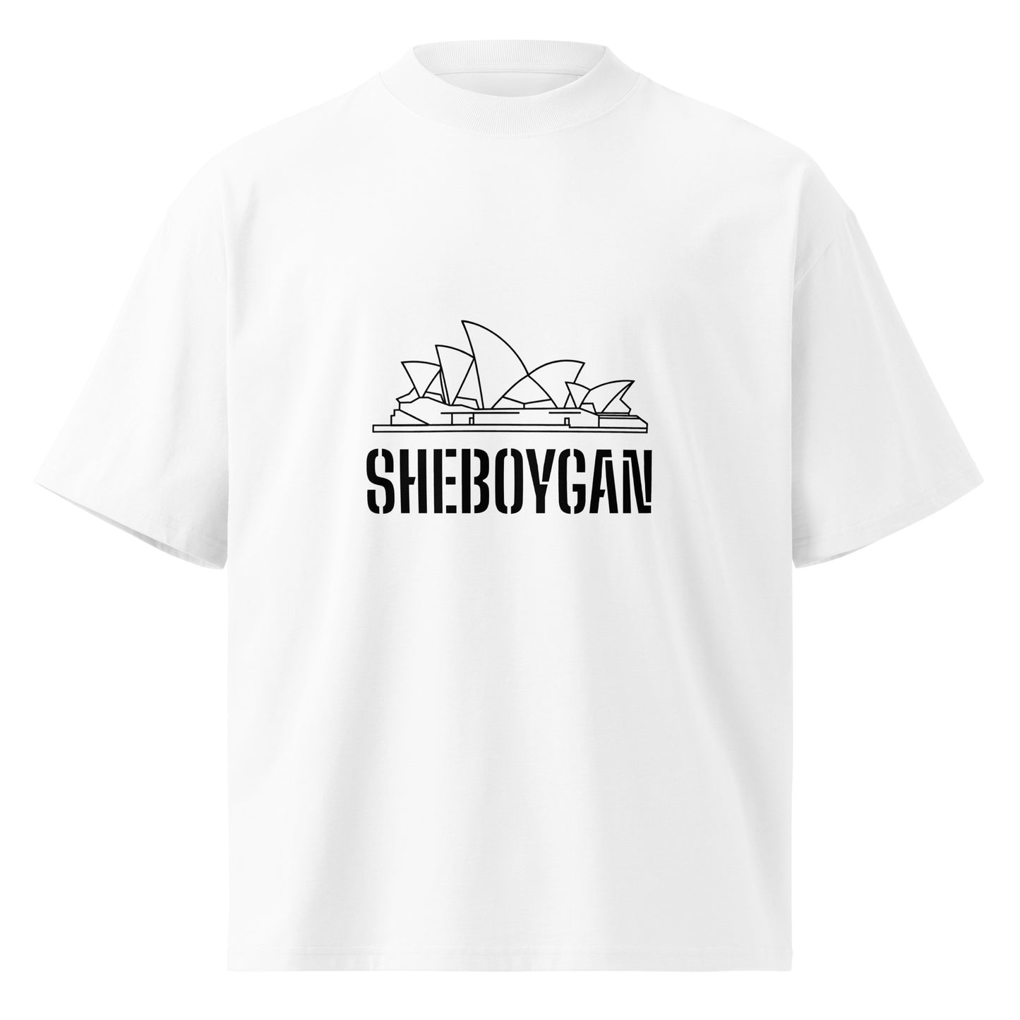 Unisex white organic oversized high-neck T-shirt from wayward.biz featuring a clean front design.