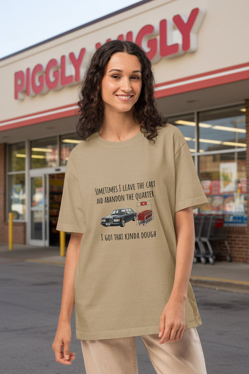 Unisex oversized khaki T-shirt with front print from wayward.biz, casual streetwear style, soft garment-dyed fabric.