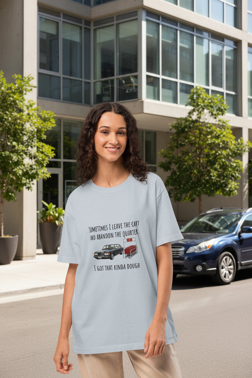 Unisex oversized T-shirt by wayward.biz with light washed denim look and front graphic design.
