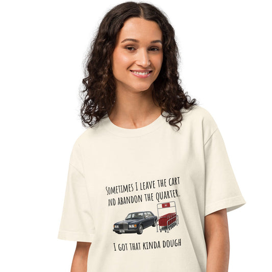 Unisex oversized vintage white T-shirt with printed text, made by wayward.biz, featuring casual, relaxed fit and soft garment-dyed fabric.