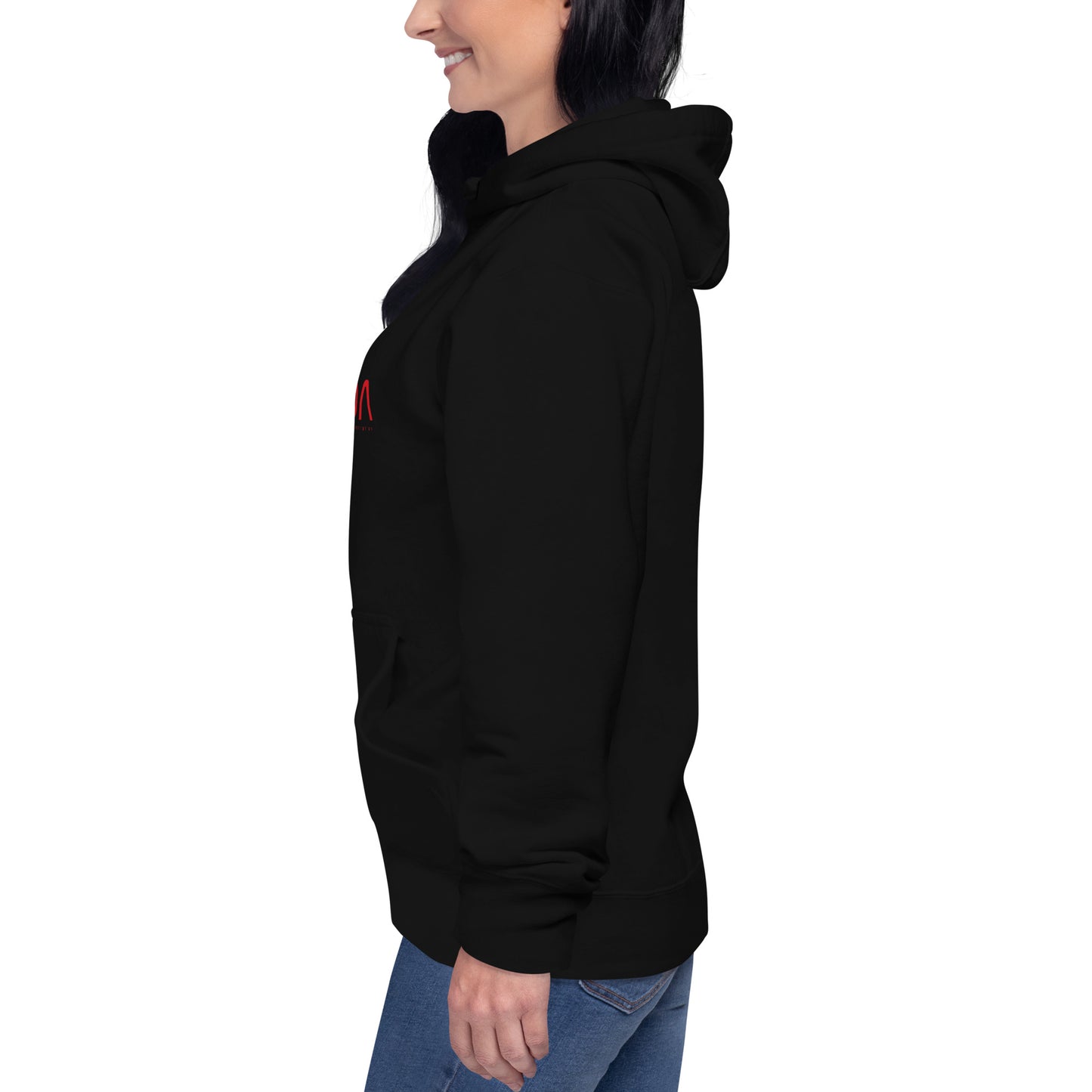 Black NADA unisex hoodie from wayward.biz, showcasing a comfortable pullover design with a casual fit.
