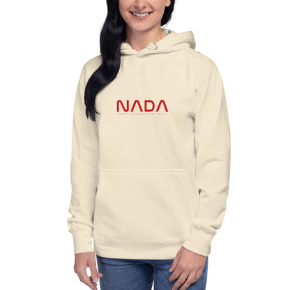 Unisex NADA Hoodie by wayward.biz, premium pullover hoodie in bone color with front design, casual streetwear style.