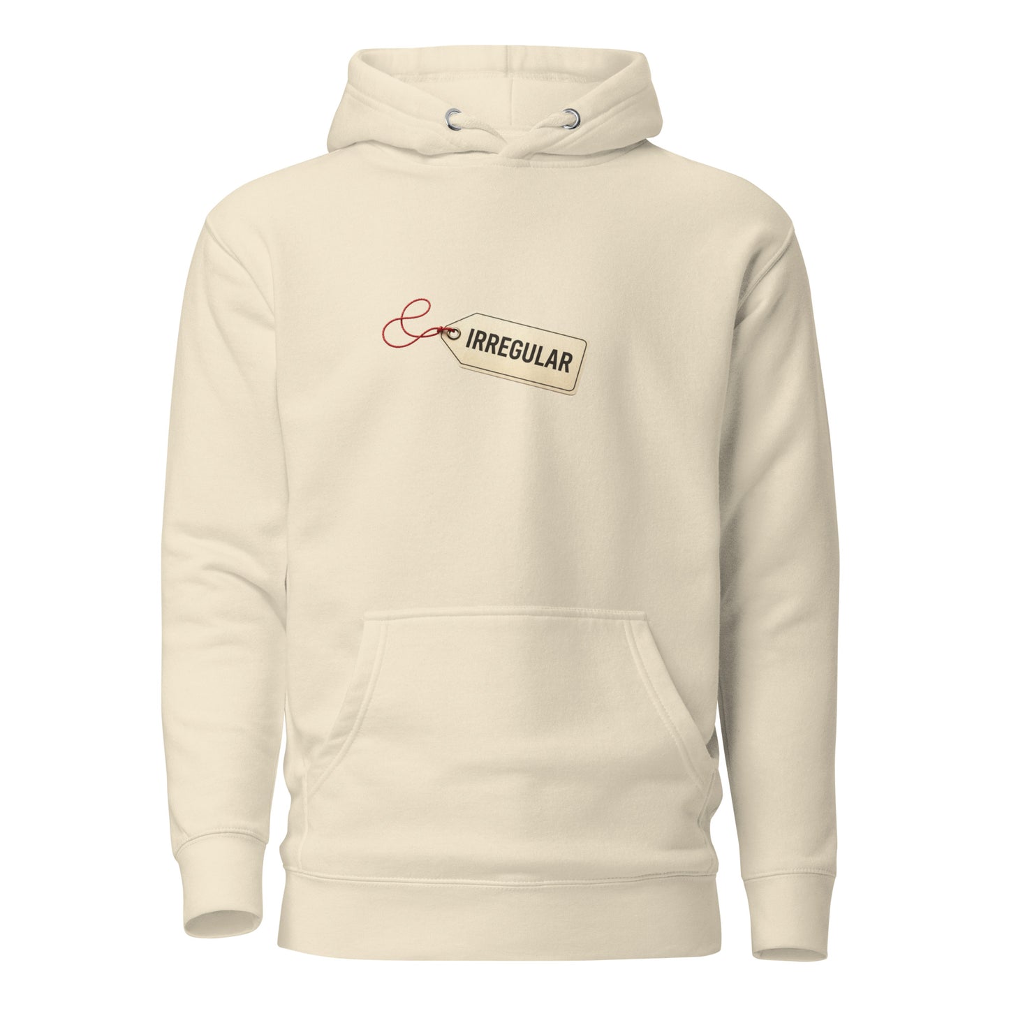 Unisex irregular hoodie by wayward.biz featuring a bone-colored, premium pullover design with a casual, modern fit.