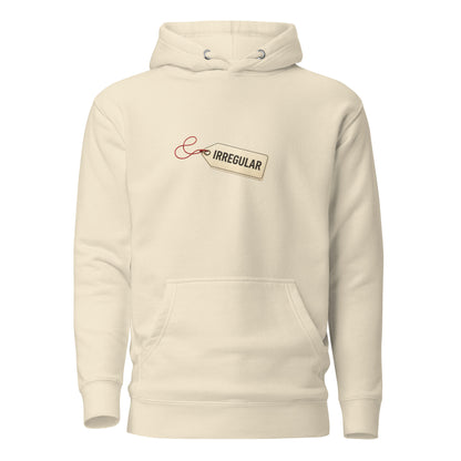 Unisex irregular hoodie by wayward.biz featuring a bone-colored, premium pullover design with a casual, modern fit.