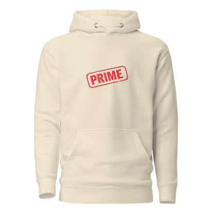 Prime unisex hoodie by wayward.biz, featuring a bone-colored pullover design with a front view.