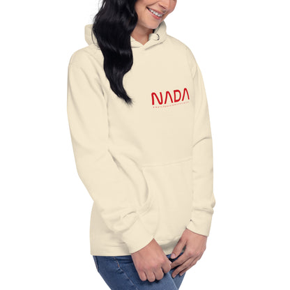 Unisex NADA Hoodie by wayward.biz in bone color, front view showing a cozy pullover hoodie with a relaxed fit.