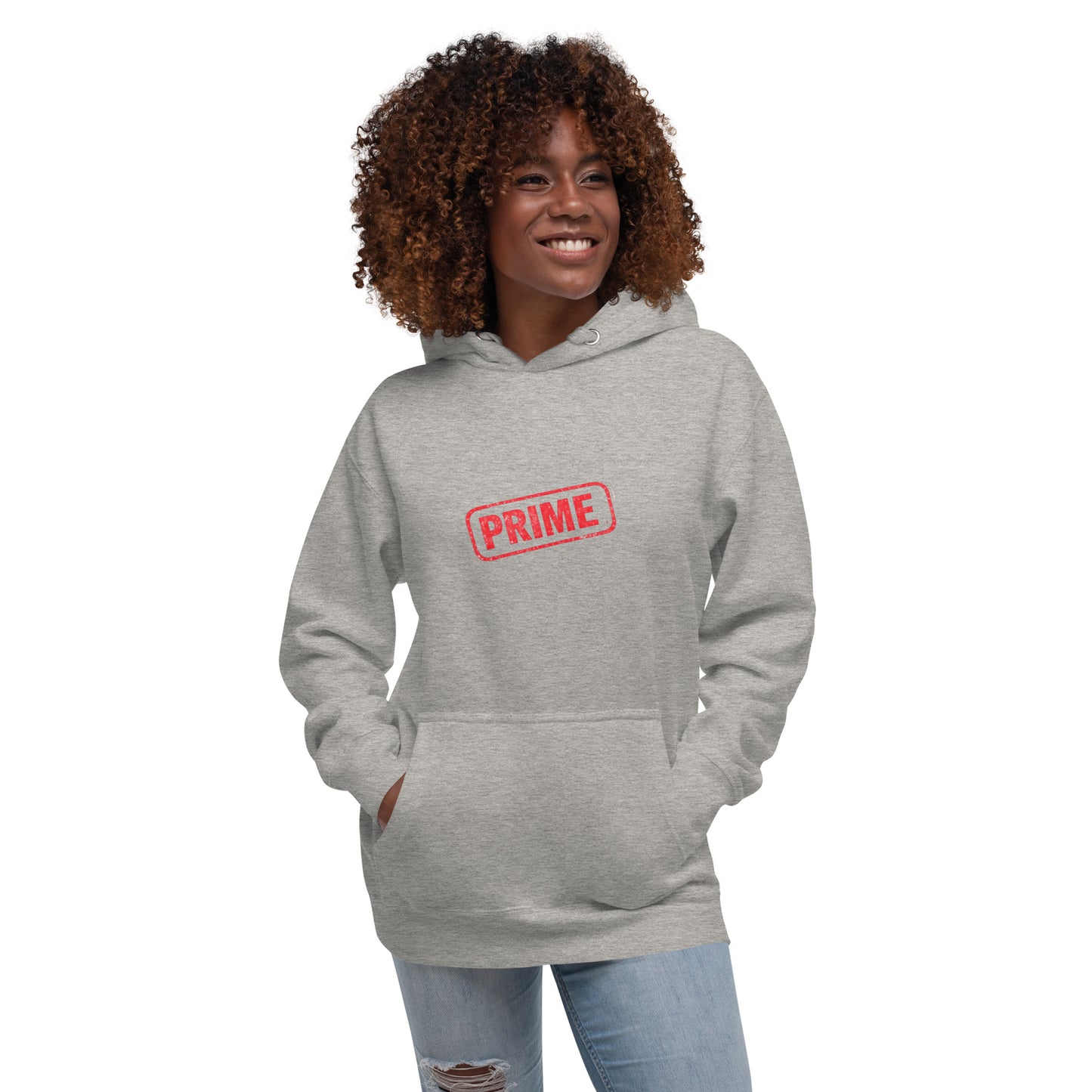 Prime Unisex Hoodie by wayward.biz in carbon grey, front view showing a comfortable pullover hoodie with a subtle design.