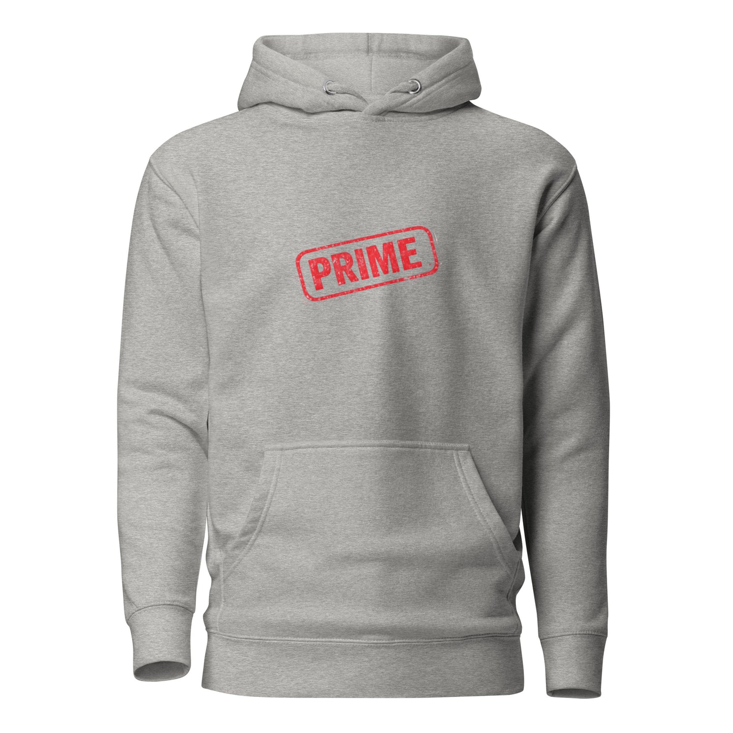 Prime unisex hoodie by wayward.biz in carbon grey, front view showing the cozy pullover design and soft fabric.